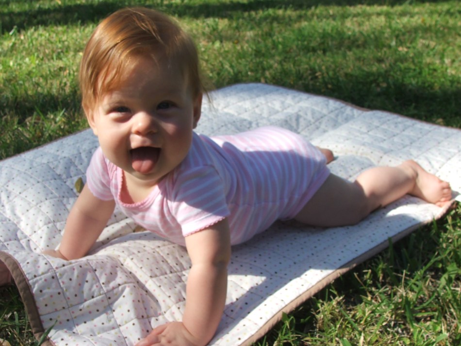 I'm getting good at push-ups!  I can even do them with my tongue out!