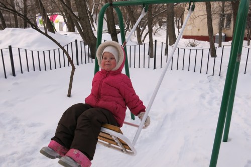 Violet still wants to swing!