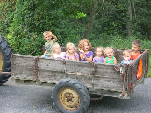 A tractor ride from Grandpa!