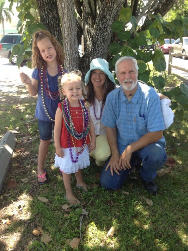 During the parade, so many beads!